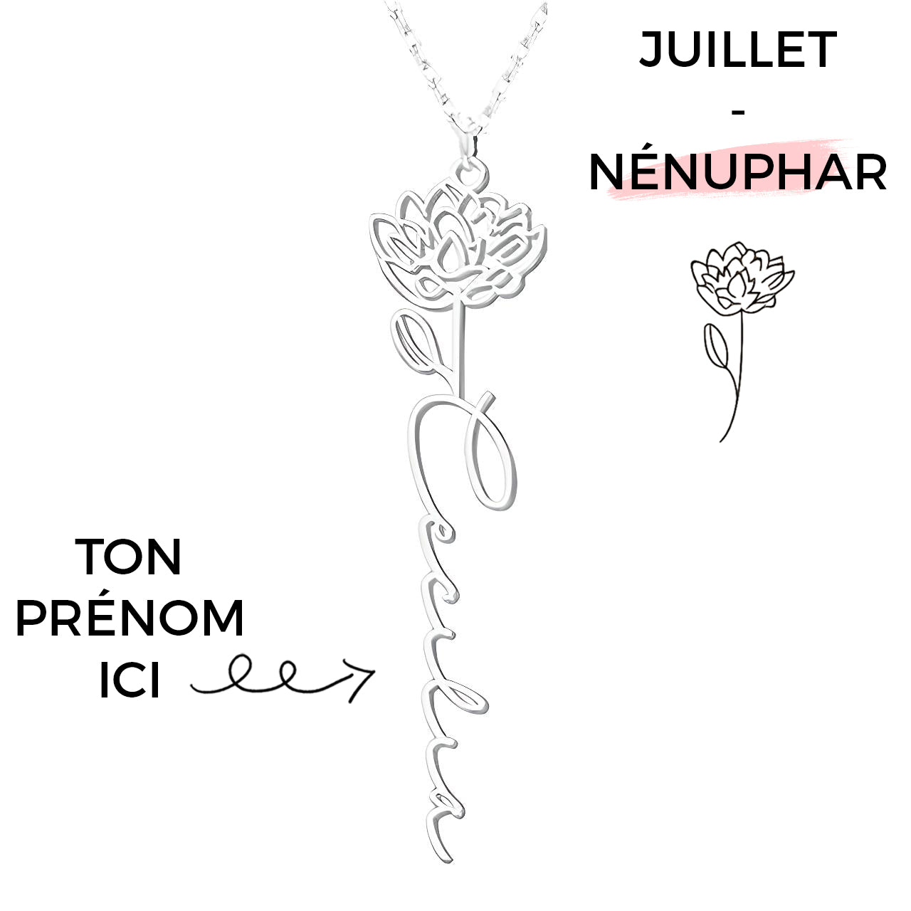 Collier Fleur de Naissance Personnalisé