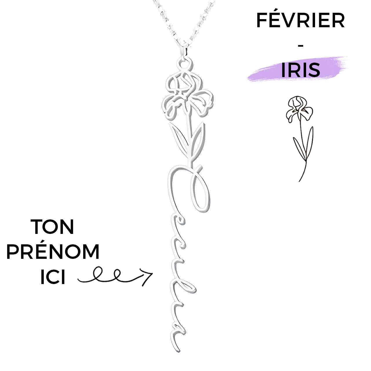 Collier Fleur de Naissance Personnalisé